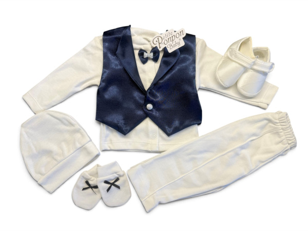 Chlapčenský set na krst – smotanovo-modrý Blue 12