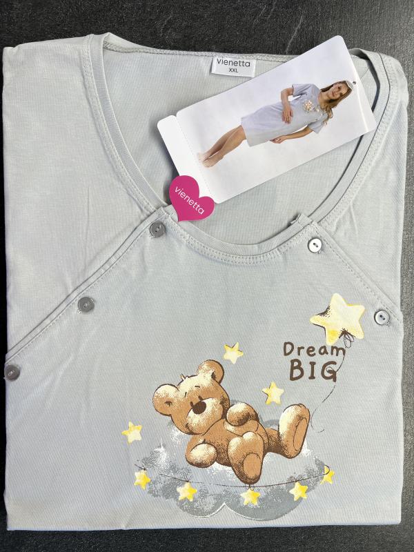 tehotenská nočná košeľa sivá DREAM BIG