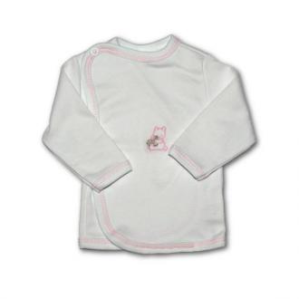 kojenecká košeľa s vyšívaným obrázkom ružový lem veľ 68