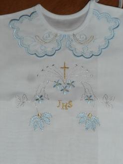 košieľka na krst JHS - modrý lem 1